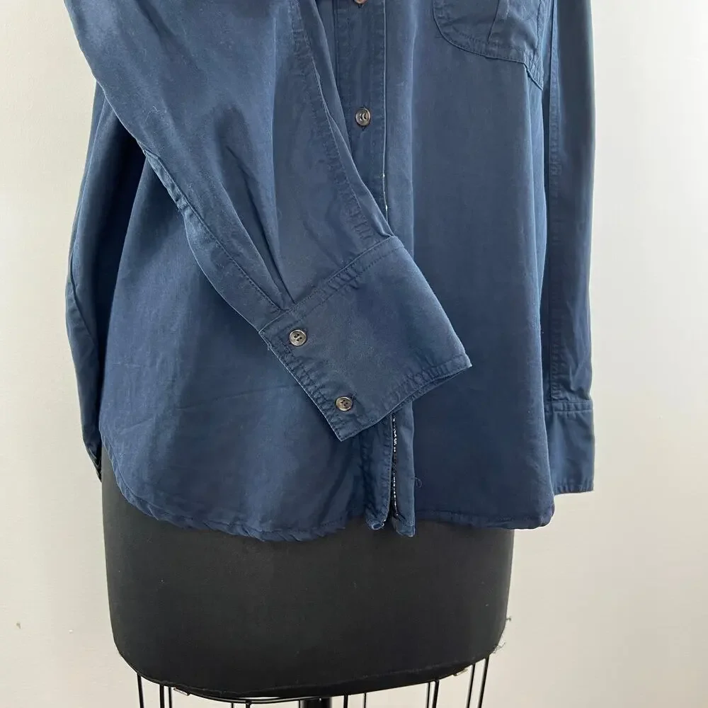 Free People Blue Off Campus Button-Down Long Sleeve Tencel Women's Shirt Size S
